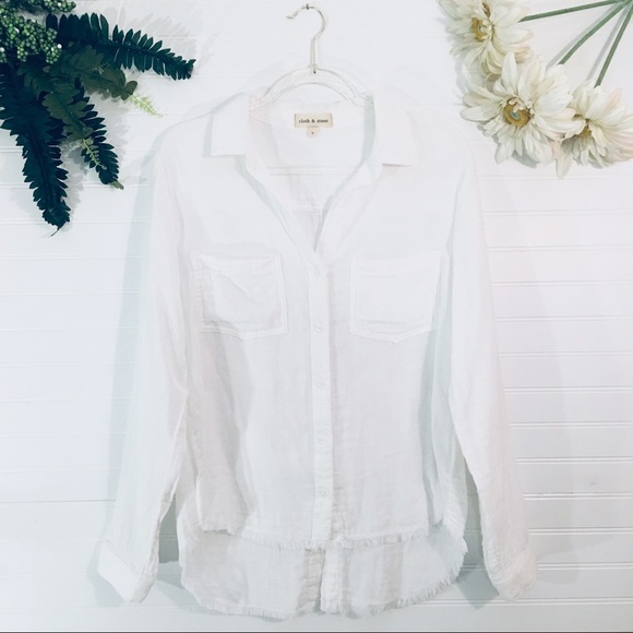 Anthropologie Tops - Anthropologie Cloth & Stone Raw Hem Cotton Blouse